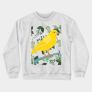 Beautiful Canary in Nature Leaves. Crewneck Sweatshirt